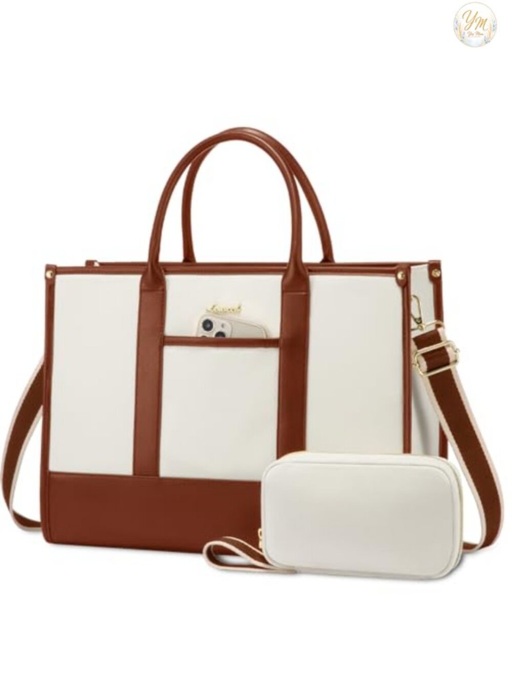 LOVEVOOK Laptop Tote Bag for Women 15.6 inch Waterproof Polyester PU Work Bag